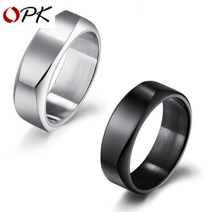 Opk Europäischer Und Amerikanischer Schmuck Großhandel Herren Ring Einfache Große Oberfläche Breite Diamant Titan Stahl Ring Mode Mode Schmuck display picture 6