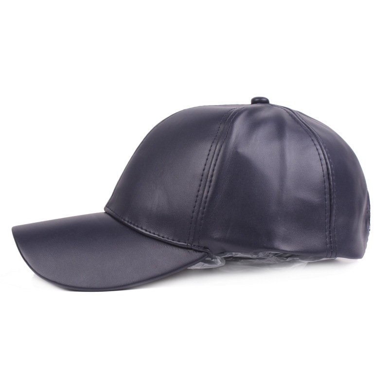 Leder Duckbill Cap Light Board Baseball Cap Herren und Damen Leder Cap Herbst PU Cap Monochrom Damen Modische und vielseitige Reise Cap_voghion.com