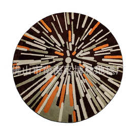 圆形地毯卧室吸尘北欧客厅电脑转椅地毯垫机织条纹几何家居地板