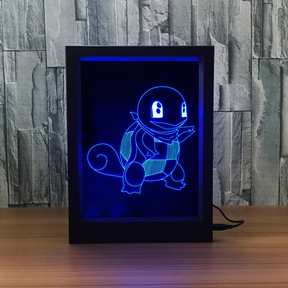 创意相框灯 3d 亚克力相框灯 定制小夜灯皮卡丘