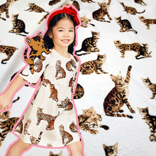 秋季厚提花面料 欧美大牌同款花型 小猫图案童装印花提花布