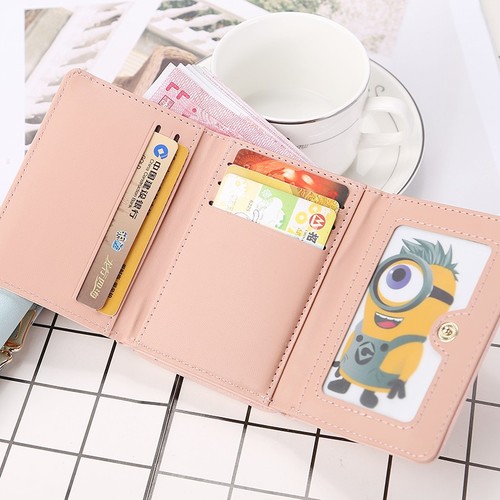 Women's Short Wallet New Model Simple Clasp Coin Pocket Card Holder Multifunctional Leather Foldable Purse for Students and Ladies with Fresh Style