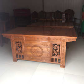 新款 茶桌椅组合实木仿古中式家具 榆木功夫茶桌茶台 战国将军台