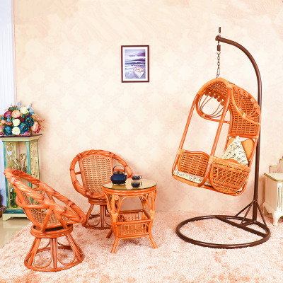 真藤吊篮阳台吊椅客厅鸟巢户外椅摇椅室内秋千藤编吊篮五件套批发|ms
