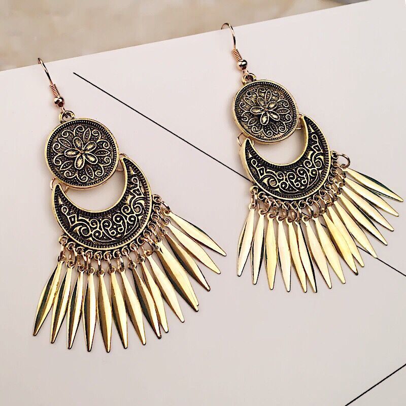 Ethnic Retro Coin Tassel Geometric Contrast Color Earrings Wholesale display picture 2