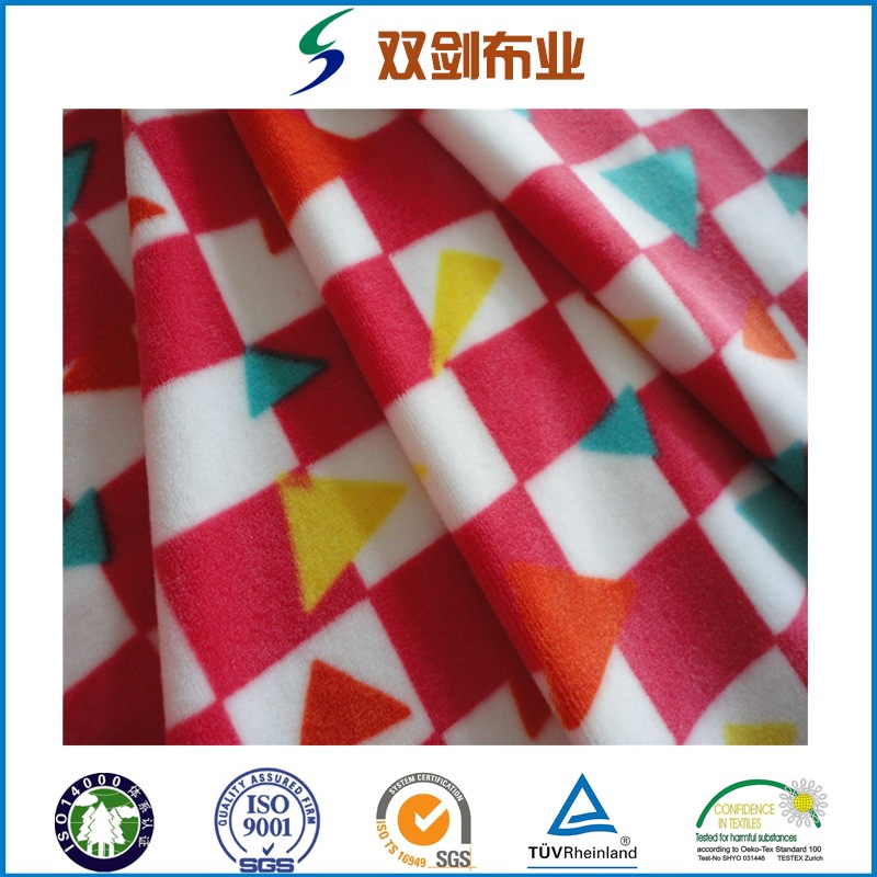 经编氨纶超柔印花经编银狐绒服装面料玩具面料