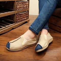 Yunnan Grass Sandals Men Handmade Linen Shoes Men Hemp Sole Calfskin Soft Sole Loafers Slides One Pair Dropshipping