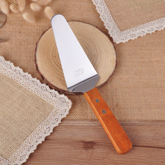 千團精工烘培工具木柄披薩刀芝士鏟不鏽鋼牛扒鏟三角蛋糕鏟批發