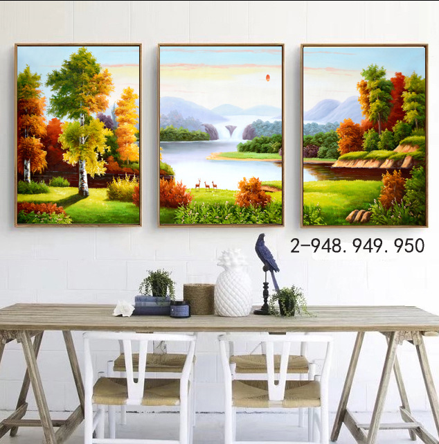 薇艾可画业低价走量热销款北欧简约时尚微框油画客厅三联画挂画