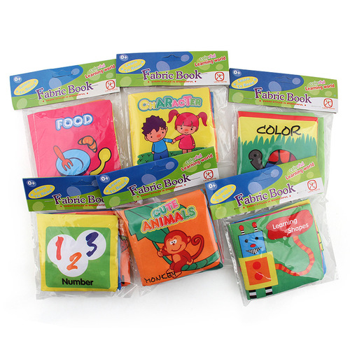 Baby three-dimensional early education cloth book 0-6 months baby foreign trade cloth book tear-resistant cloth book English six types to choose from
