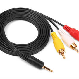 3.5mm转3莲花线1分3/一分三音视频线 播放器AV音响线