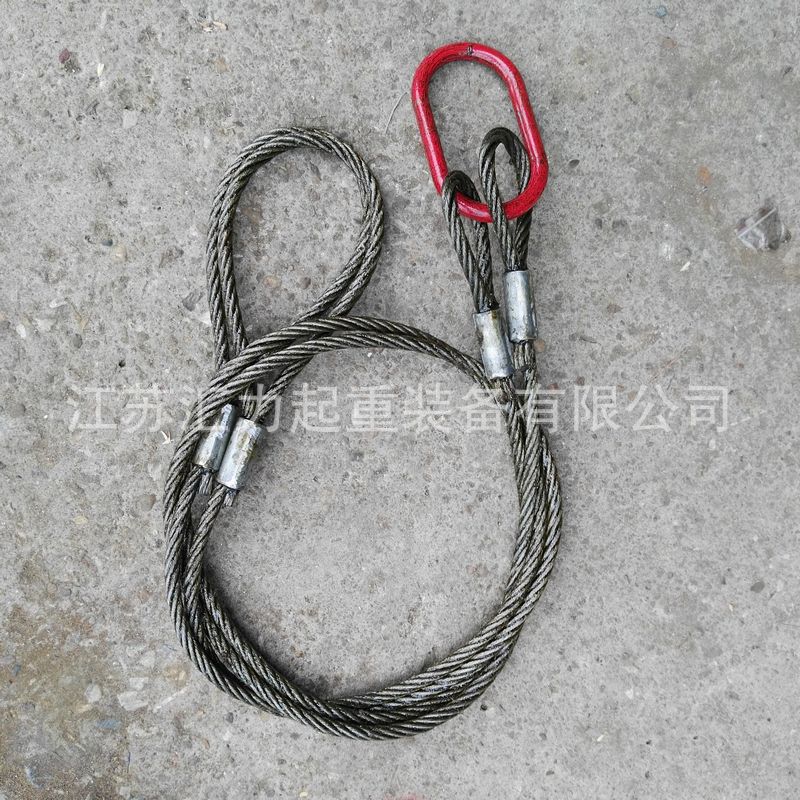 厂家直供 钢丝绳组合索具19mm 成套压制钢丝绳索具24mm双套环