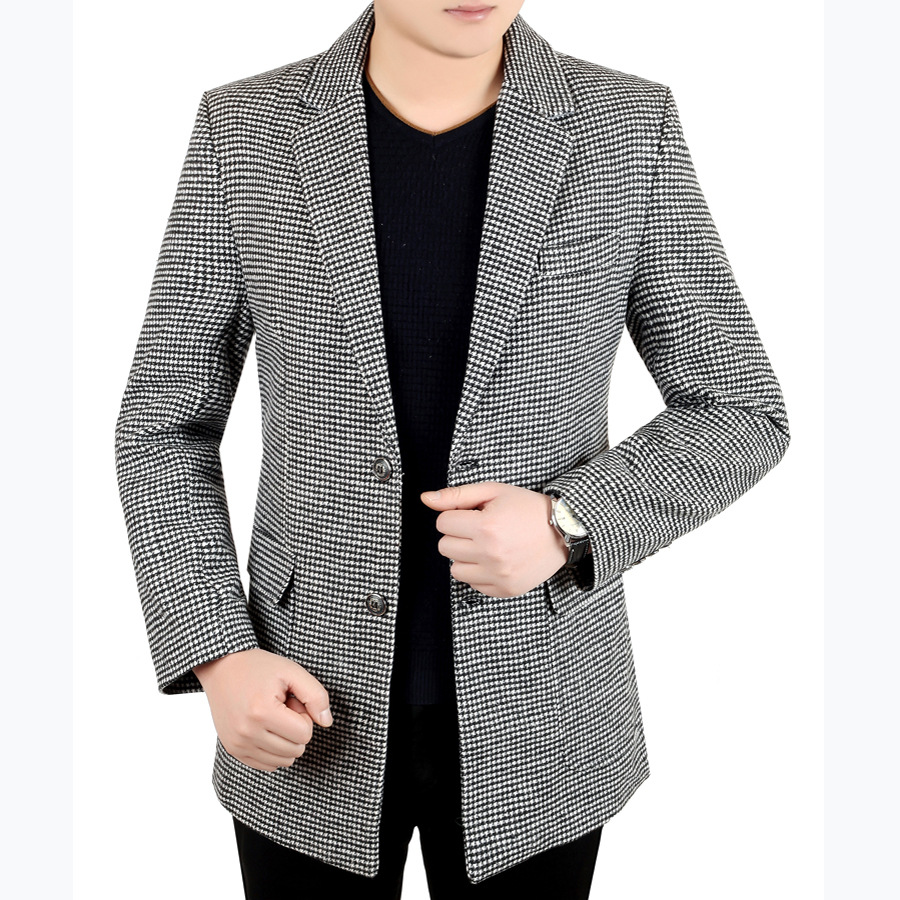 On behalf of middle age man leisure time man 's suit Dad installed Middle and old age men's wear suit coat Tartan jacket