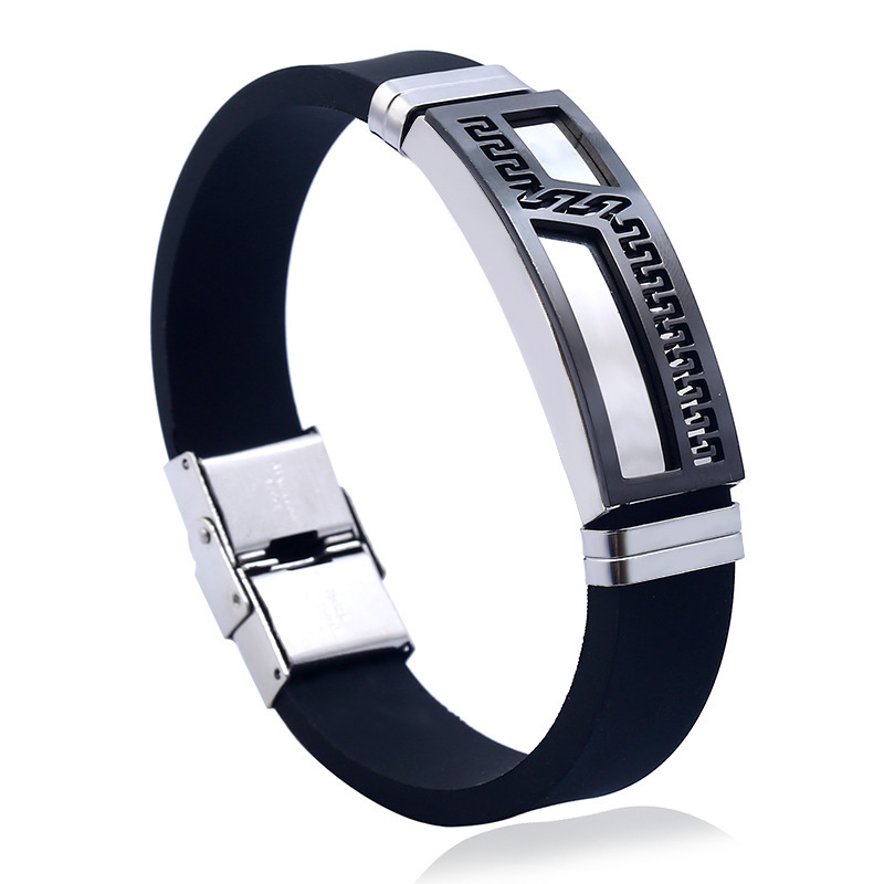 fashionable silicone men's bracelet stainless steel
