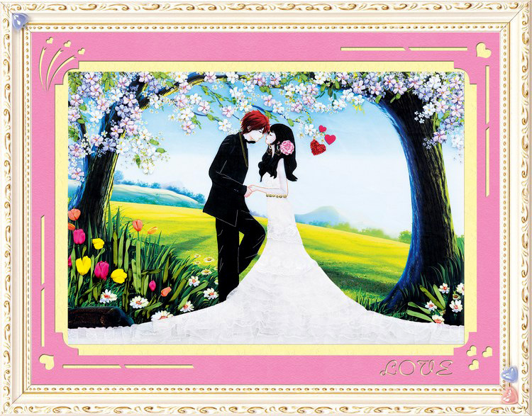 Oujin nianhua cinta bordado fábrica directa color impresión colgante pintura nos encanta la sala de estar entrada de la sala de pintura decorativa