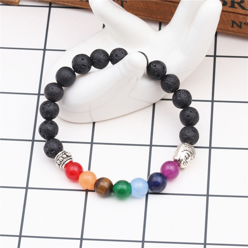 8mm volcanic stone palm eye bracelet beaded colorful chakra energy colorful agate bracelet