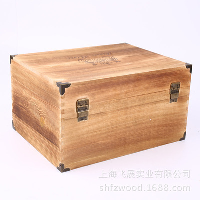 供应松木轻烧色六瓶装红酒木箱（上海木盒工厂加工生产）|ms