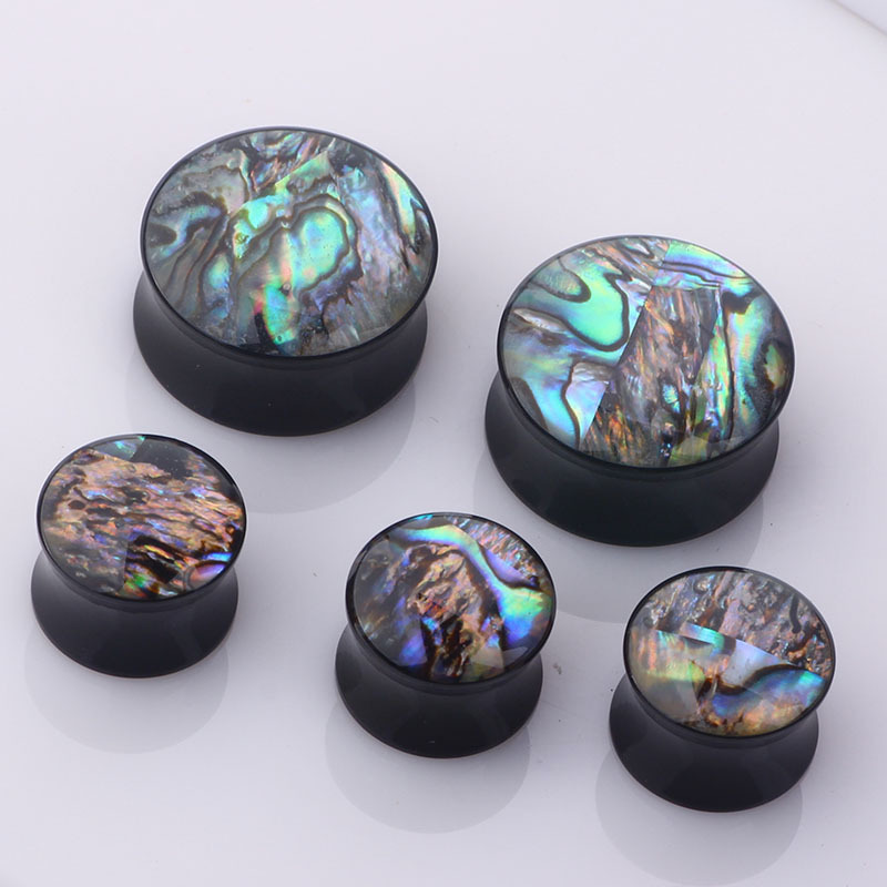 European American Acrylic Abalone Shell Ear Expander Stretcher 18mm Stainless Steel Ear Tunnels Body Piercing Jewelry detail image 7