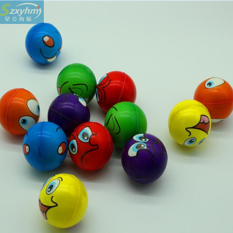 订制怪脸5cmPU弹力球 多表情四色发泡球直销弹力玩具