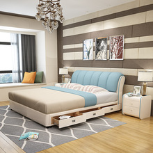 Giường da Bắc Âu giường đôi mềm kích thước 1,8 mét phòng ngủ chính giường 1,5 m da giường Giường vải