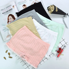 小清新夏季蕾絲防走光麻花安全褲 無縫舒適高彈力打底褲短褲女褲