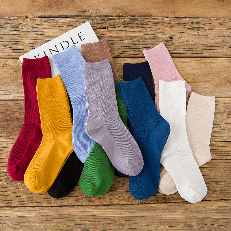 Korean socks, children, autumn, autumn, Sear-like candy color, pile, stockings, solid color, striped, hosite, female socks, generation