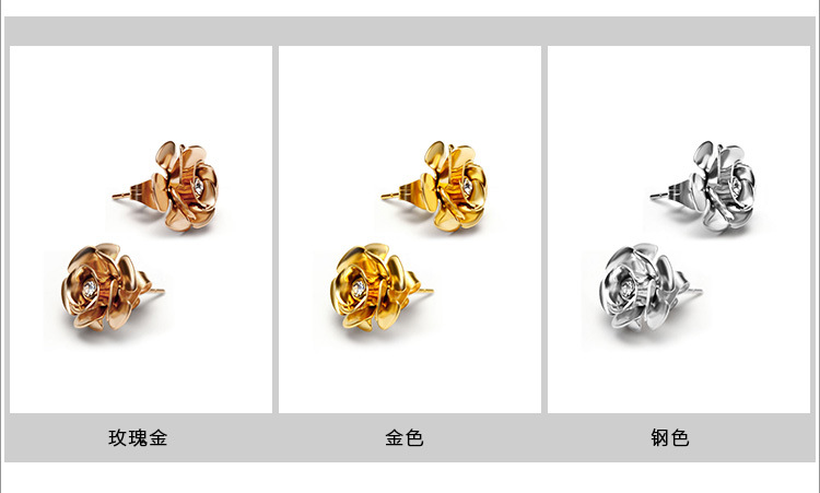 Titanium&Stainless Steel Fashion Flowers earring(Rose gold) NHOK0247-Rose-gold