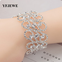 B149时尚流行首饰饰品时尚优雅水晶水钻夸张华丽银色女士手链.