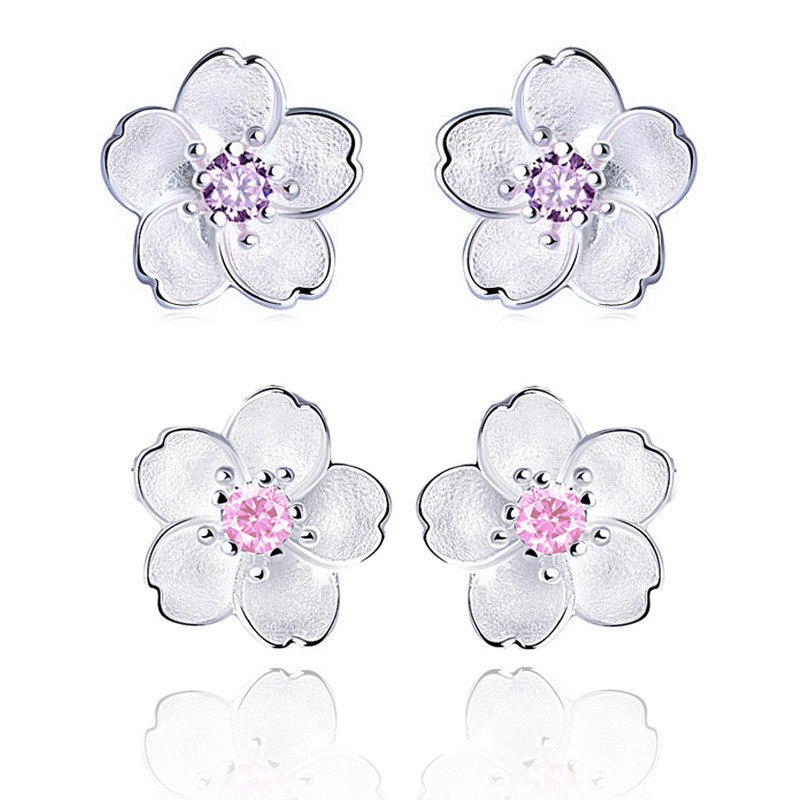 S925 Sterling Silver Earrings Cherry Blossom Earrings display picture 23