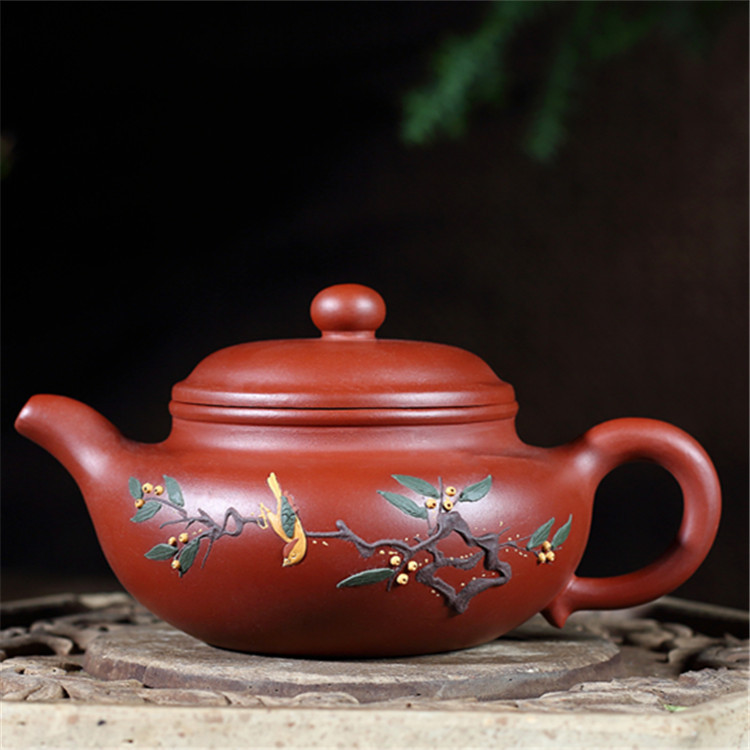 彩绘仿古 宜兴原矿大红袍手工制作厂家直销批发茶壶礼品