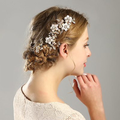 Hairpin hair clip hair accessories for women head ornament gold flower comb pan hair headdress insert comb jewelry