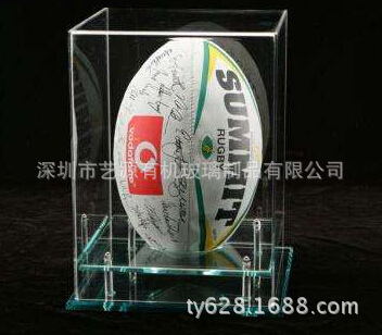 艺源厂 专业制作亚克力高档运动产品展示柜 橄榄球 棒球方形防尘