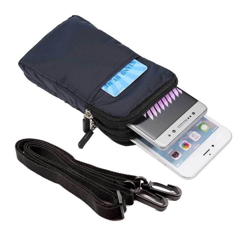 Universal de la lona del teléfono móvil de la cintura bolsa de cuero caso 6,9 pulgadas cremallera bolsa de la cintura colgante crossbody bolsa adecuada para apple samsung bolsa de hombro