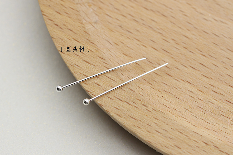 S925 plata de ley 0.6mmT aguja de 9 caracteres aguja redonda accesorios de bricolaje aguja de plata pendientes pulsera con cuentas