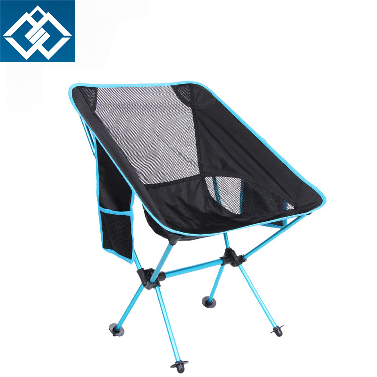 戶外休閑露營椅折疊椅便攜式加側袋超輕月亮椅鋁合金折疊釣魚椅