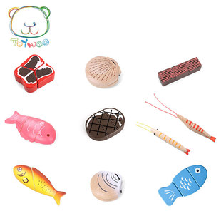 Yiwang Seafood Meat Cut and See Children's Wooden Toys Play House Magnetic Cut and Play Toys Sold Alone