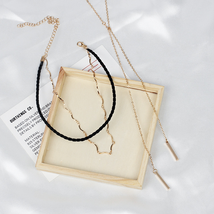 11g Weight Necklace Classification Wedding, Travel Occasion Printing Pattern Women'S Gender Gold Color Korean Velvet Multi-layer Handmade Chain Tassel Copper Necklace 5