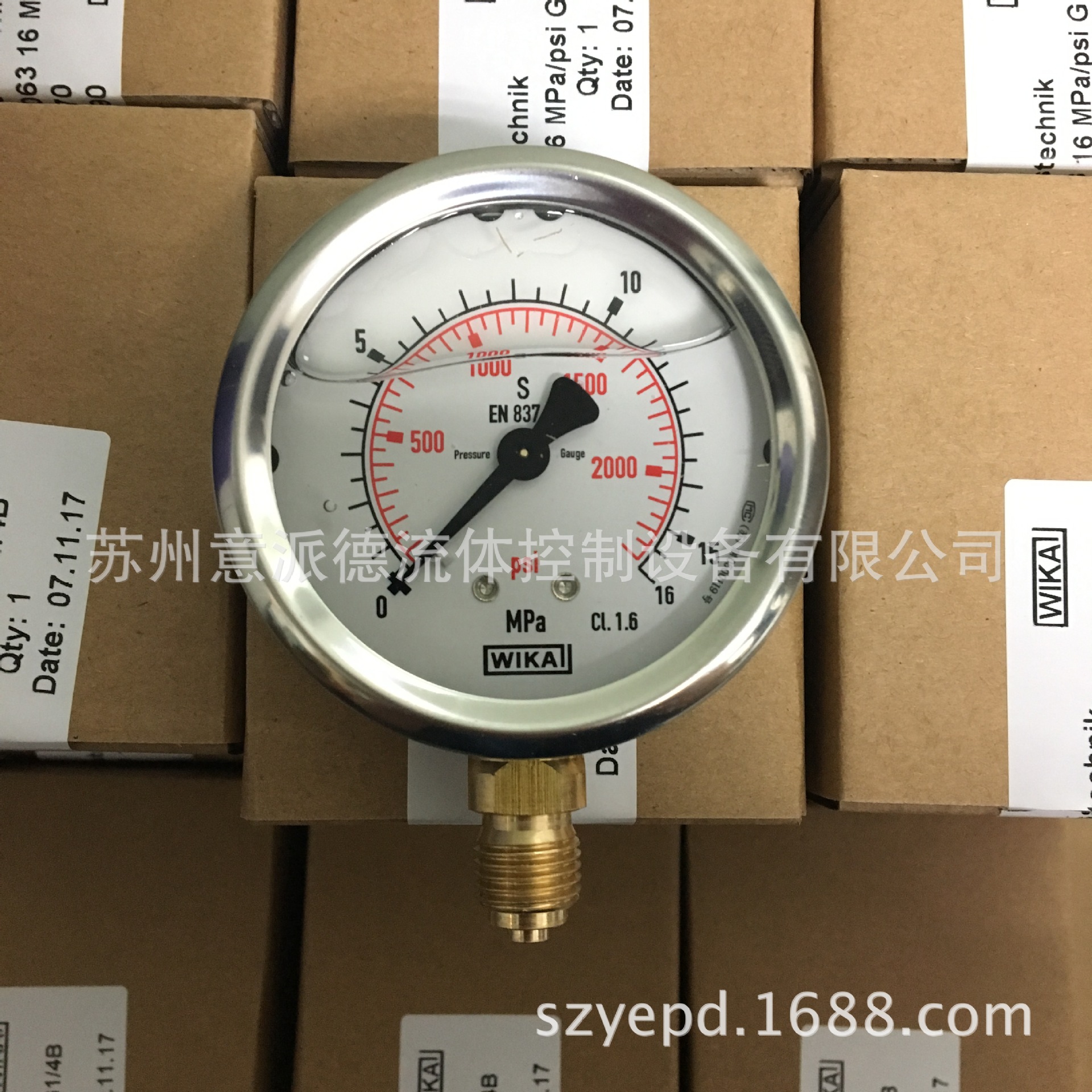 WIKA 威卡充液耐震压力表213.53.063 0-16MPA径向G1/4 M14X1.5