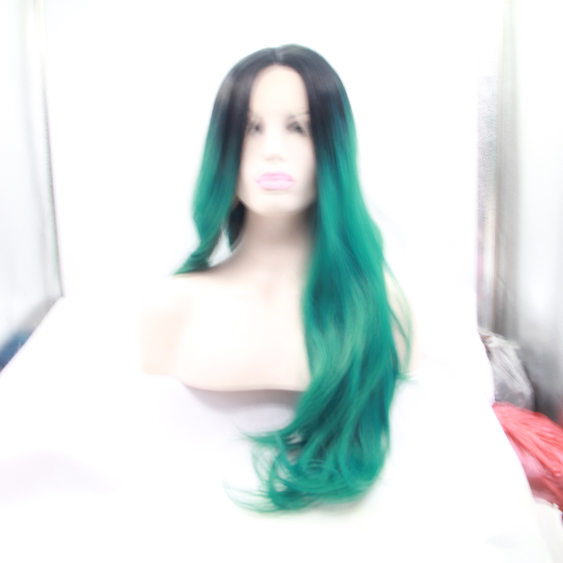 NEWLOOK W1082 Elegante ondulado rollo de moda pelucca de cabello largo peluca de encaje peluca de enseñanza peluca