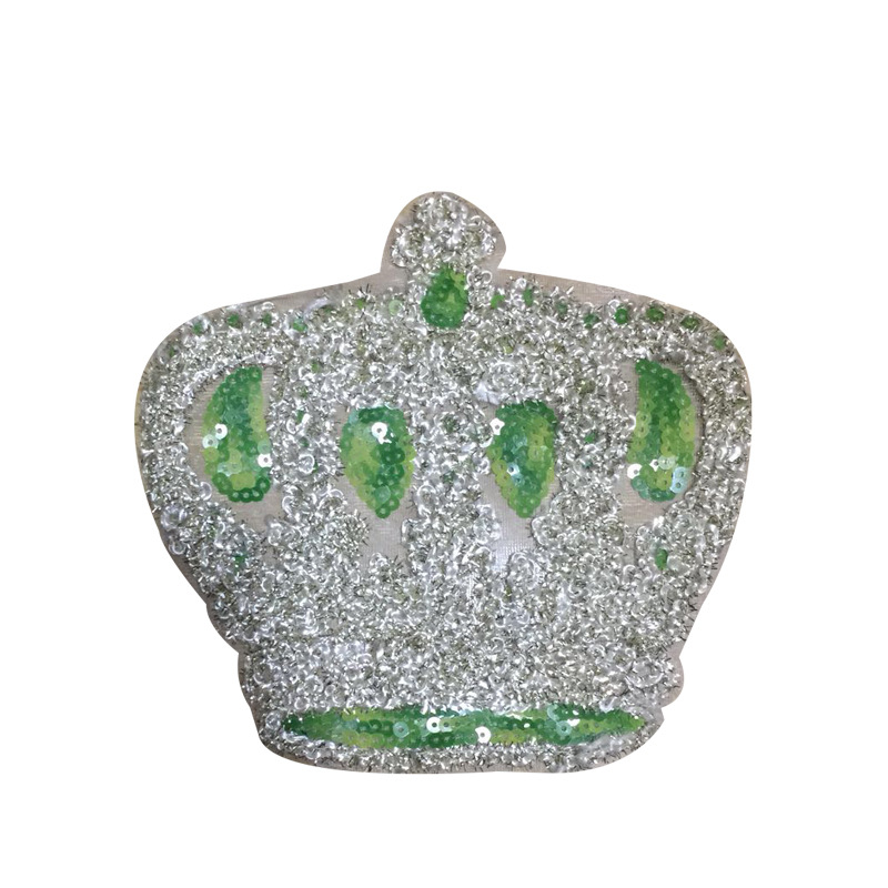 毛巾绣布贴 皇冠亮片布贴 绳绣立体花边辅料 图案装饰diy布贴补丁