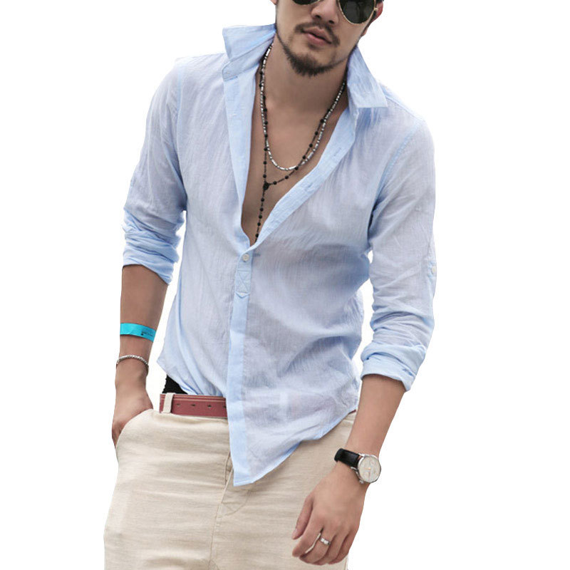 Spring And Summer New Style Cotton Thin Wash Men's Long-sleeved Shirt