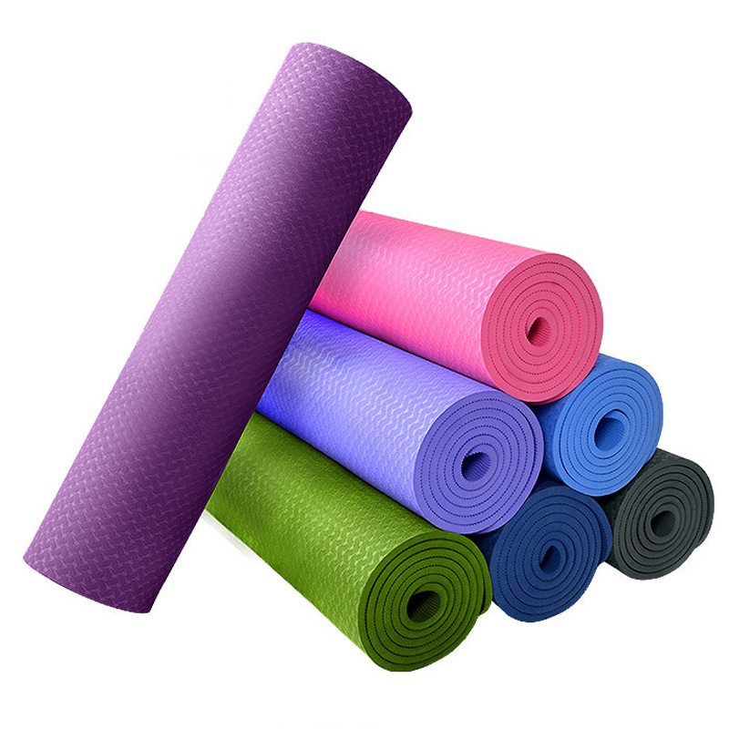 瑜伽垫tpe 6mm 环保无味防滑运动健身单色瑜珈垫子一件代发分销