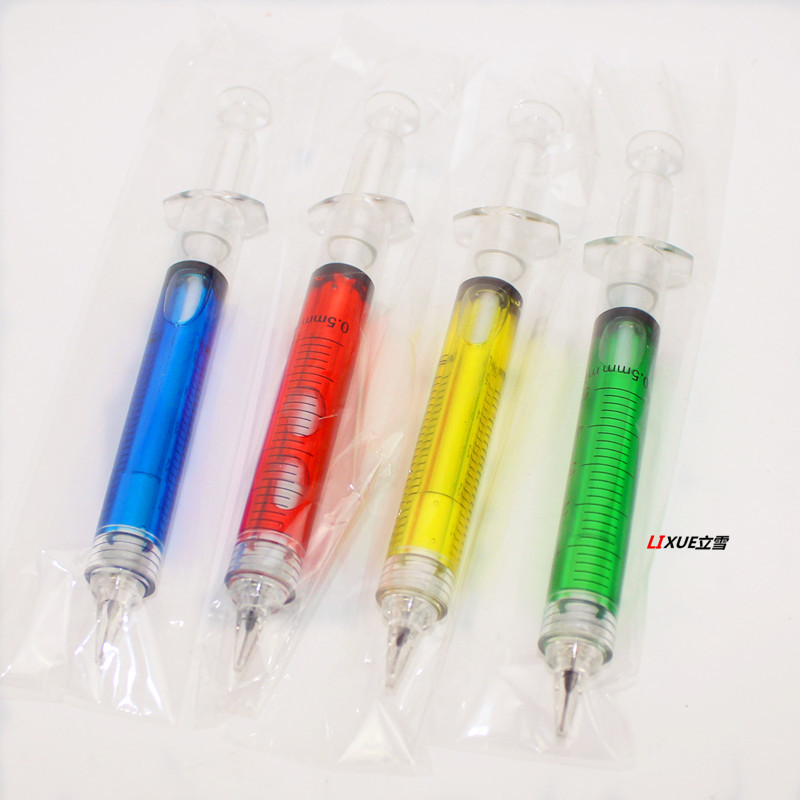 F9彩色鉛筆笑脸自动铅笔0.5可爱卡通自动铅笔针筒彩色注射器笔|ru