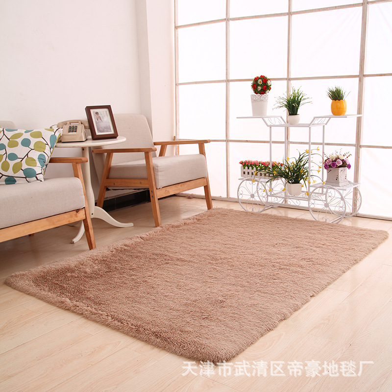 Alfombra de Pelo Largo de Seda Sintética para Sala de Estar, Dormitorio, Junto a la Cama, Resistente a las Manchas y Fácil de Cuidar, Alfombra de Dormitorio