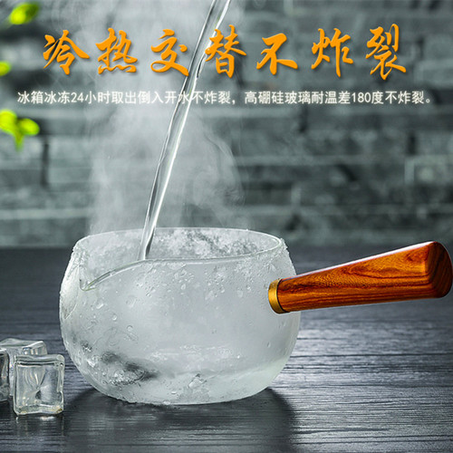 Manufacturer wholesale household wooden handle glass teapot thickened electric ceramic stove special side handle teapot high temperature resistant teapot