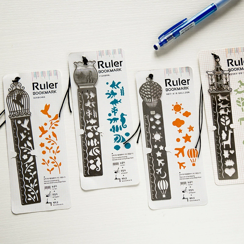 Fresh cartoon stationery for elementary school students, metal template, ruler