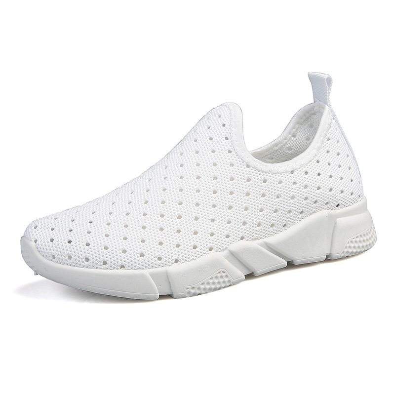夏季新款時尚休閑運動網鞋女單鞋飛織網布鞋壹腳蹬樂福鞋批發接單