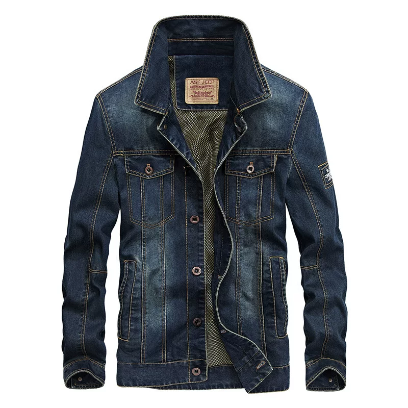 Denim men's jacket, thin autumn warm long-sleeve, plus size, oversize