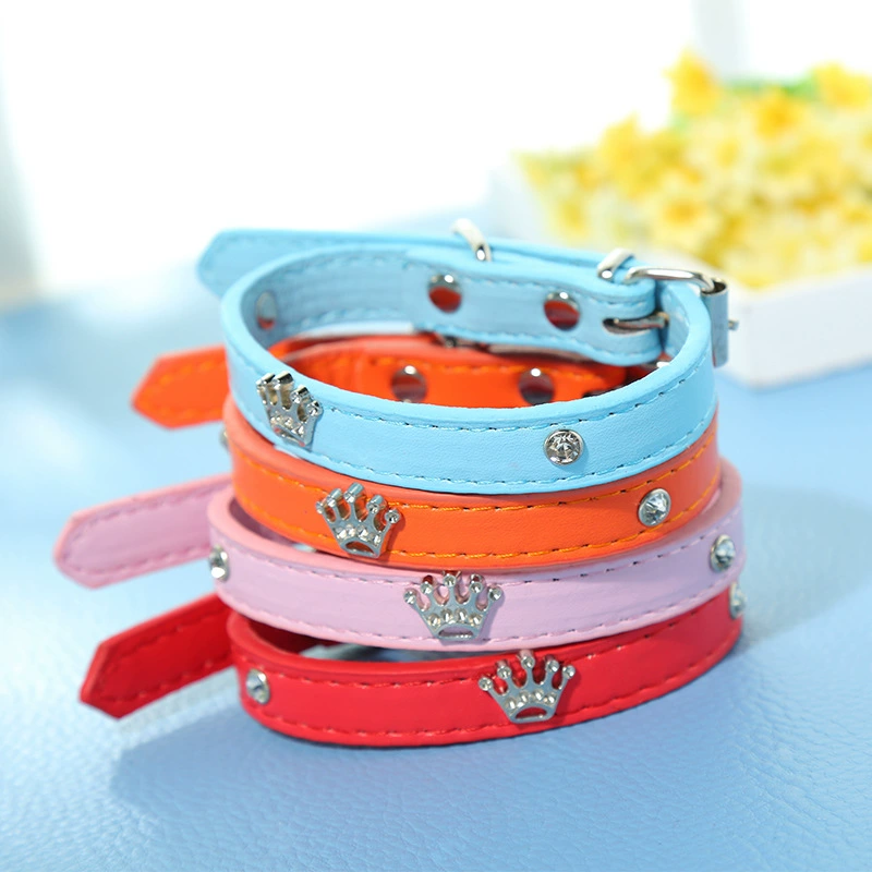 Новый ошейник из кожи PU аксессуары для домашних животных ошейник регулируемый размер многоцветные товары для домашних животных прямые поставки с фабрики