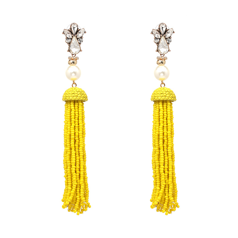 Earrings Bohemian National Style Long Tassel Earrings European And American Style Rice Beads Earrings Jewelry display picture 16